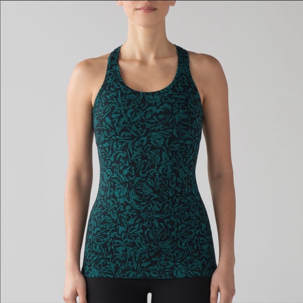 LULULEMON Cool Racerback II Tank Top Size 2 Thrive Viridian Green Black